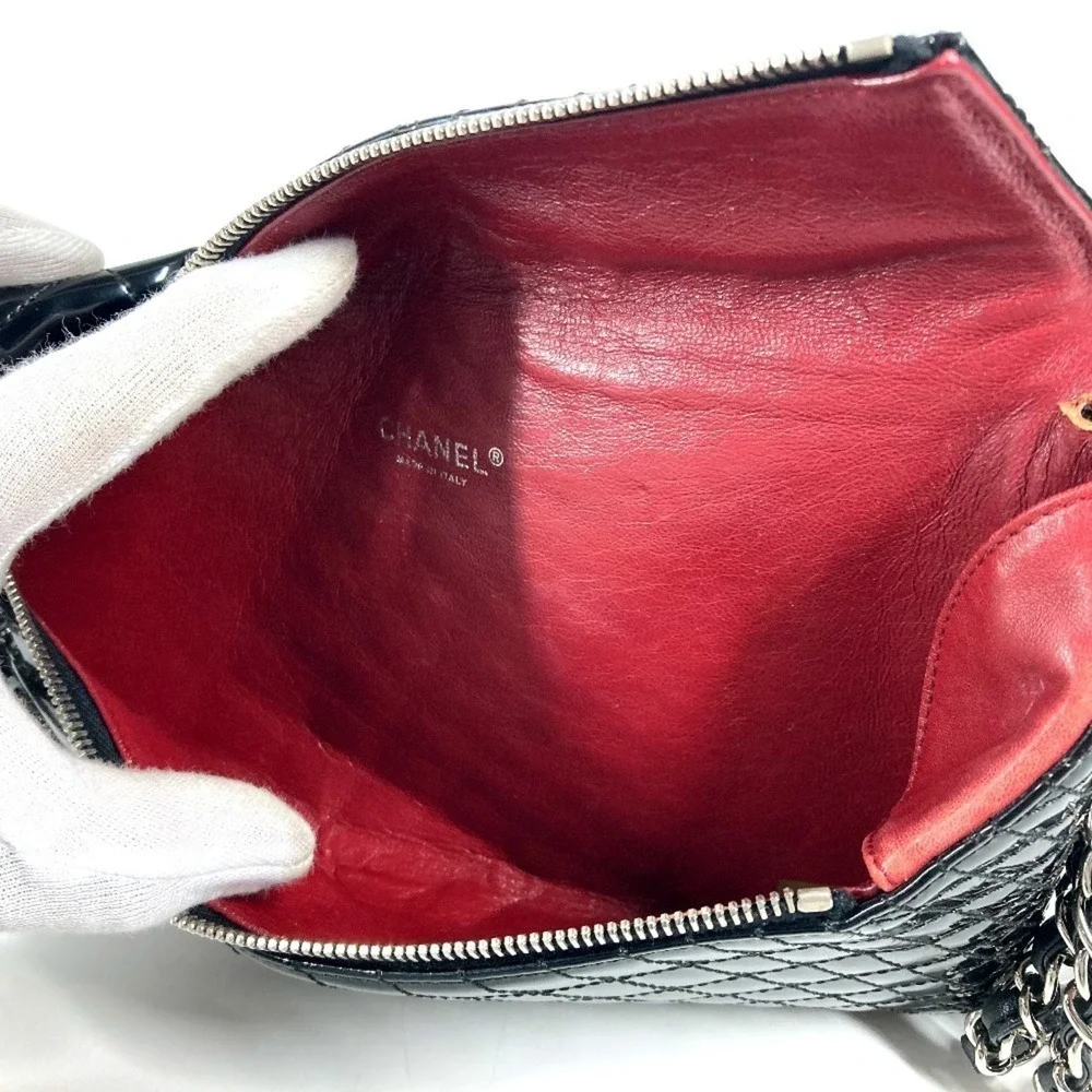 CHANEL Black Leather Logo Pouch